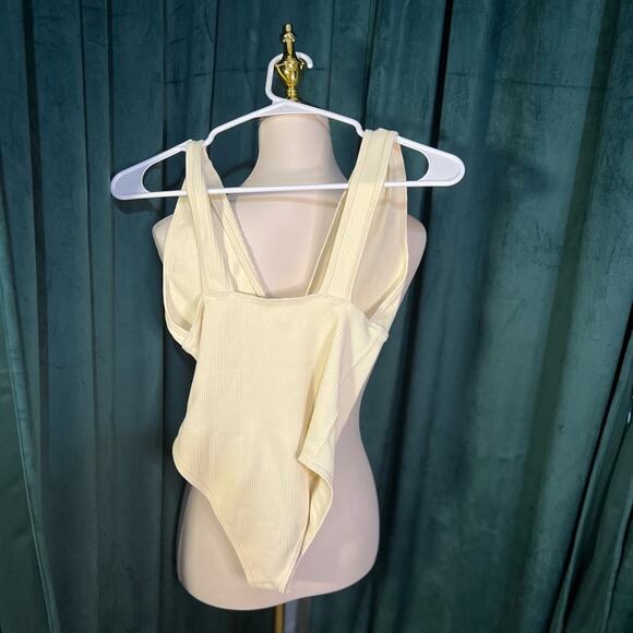 OQQ Cream Ribbed Bodysuit - Picture 3 of 3